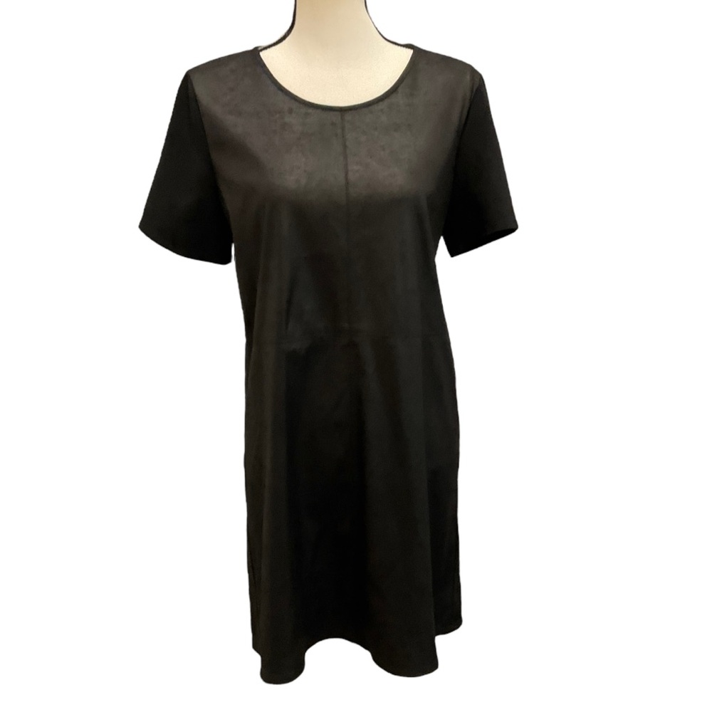 Matison Stone Womens Dress Size Medium Black Short Sleeves Round Neck
